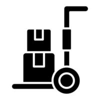 icône de glyphe de chariot d'entrepôt vecteur