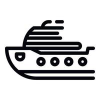 icône de bateau de voyage, style de contour vecteur