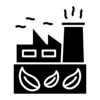 icône de glyphe d'usine verte vecteur