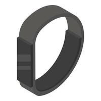 icône de bracelet de fitness noir, style isométrique vecteur