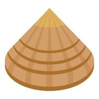 icône de chapeau de cône de samouraï, style isométrique vecteur