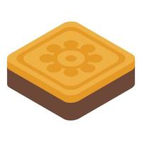 icône carrée de biscuit crème, style isométrique vecteur