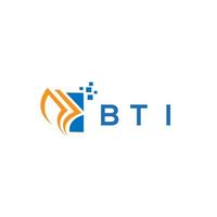 création de logo de comptabilité de réparation de crédit bti sur fond blanc. bti creative initiales croissance graphique lettre logo concept. création de logo de financement d'entreprise bti. vecteur