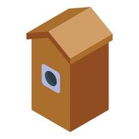 icône de maison d'oiseau en bois, style isométrique vecteur