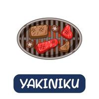 dessin animé yakiniku, vecteur de cuisine japonaise isolé sur fond blanc