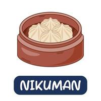 dessin animé nikuman, vecteur de cuisine japonaise isolé sur fond blanc