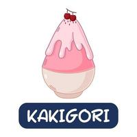 dessin animé kakigori, vecteur de cuisine japonaise isolé sur fond blanc