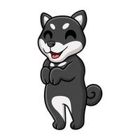 dessin animé mignon chien shiba inu noir posant vecteur