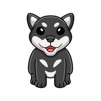 dessin animé mignon chien shiba inu noir vecteur