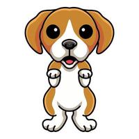 mignon petit dessin animé de chien beagle debout vecteur