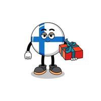 illustration de mascotte de finlande donnant un cadeau vecteur