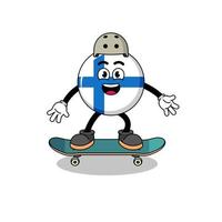 mascotte finlandaise jouant du skateboard vecteur