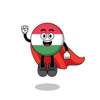 dessin animé drapeau hongrie avec super-héros volant vecteur