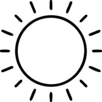 icône du soleil sur fond blanc, illustration du symbole de l'icône du soleil en noir sur fond blanc vecteur