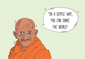 Gandhi Character With Speech Bubble and Quote vecteur
