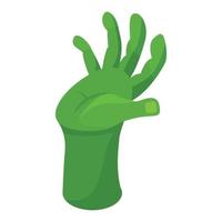 icône de main de zombie vert, style isométrique vecteur