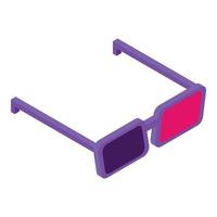 Icône de lunettes de cinéma 3d, style isométrique vecteur