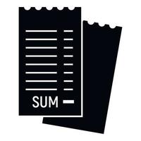 icône de reçu papier, style simple vecteur