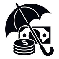 icône de parapluie de protection de l'argent, style simple vecteur