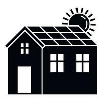 icône de maison de panneau solaire, style simple vecteur