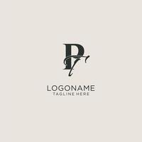 initiales monogramme de lettre pt avec un style de luxe élégant. identité d'entreprise et logo personnel vecteur