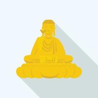 icône de statue de bouddha, style plat vecteur