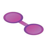 icône de lunettes violettes, style isométrique vecteur