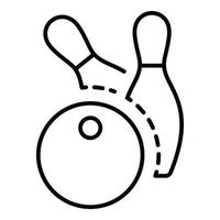 boule de bowling deux épingles icône, style de contour vecteur