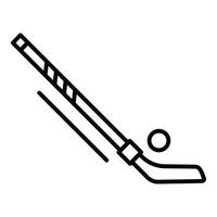 icône de rondelle et de bâton de hockey, style de contour vecteur