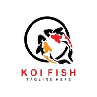 création de logo de poisson koi, vecteur de poisson d'ornement chanceux et triomphal chinois, icône de poisson d'or de marque d'entreprise