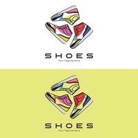 conception de logo de chaussure de baskets, illustration vectorielle de chaussures tendance pour les jeunes, concept funky simple vecteur