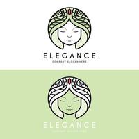 création de logo beauté femme, illustration vectorielle de salon de coiffure vecteur