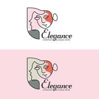 création de logo beauté femme, illustration vectorielle de salon de coiffure vecteur