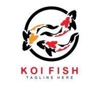 création de logo de poisson koi, vecteur de poisson d'ornement chanceux et triomphal chinois, icône de poisson d'or de marque d'entreprise