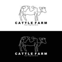 logo animal de vache, ferme bovine, conception d'illustration d'animaux de ferme laitière vecteur