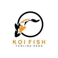 création de logo de poisson koi, vecteur de poisson d'ornement chanceux et triomphal chinois, icône de poisson d'or de marque d'entreprise