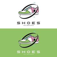 conception de logo de chaussure de baskets, illustration vectorielle de chaussures tendance pour les jeunes, concept funky simple vecteur