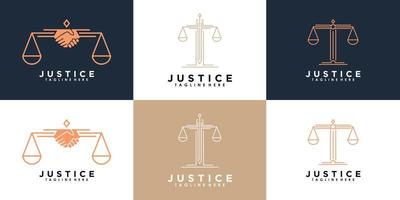 ensemble de création de logo de droit de la justice avec concept créatif vecteur