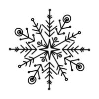 Doodle dessin vectoriel de flocon de neige. illustration de contour monochrome. décoration d'hiver et de noël.