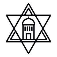 icône d'étoile de temple juif, style de contour vecteur