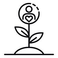 icône de plante d'amour de charité, style de contour vecteur