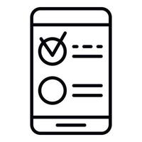 icône de vote de test de smartphone, style de contour vecteur