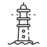 icône de phare de mer, style de contour vecteur