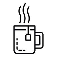 icône de tasse de thé chaud, style de contour vecteur