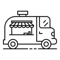 icône de véhicule de nourriture de rue, style de contour vecteur