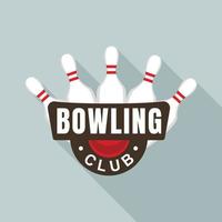 logo de quilles de club de bowling, style plat vecteur