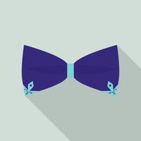 icône de noeud papillon bleu, style plat vecteur