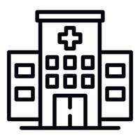 icône de bâtiment d'hôpital de ville, style de contour vecteur
