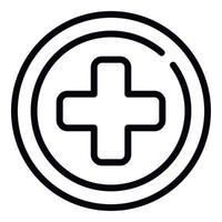 icône de cercle de croix médicale, style de contour vecteur