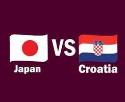 ruban de drapeau du japon et de la croatie avec la conception de symboles de noms asie et europe finale de football vecteur illustration des équipes de football des pays asiatiques et européens